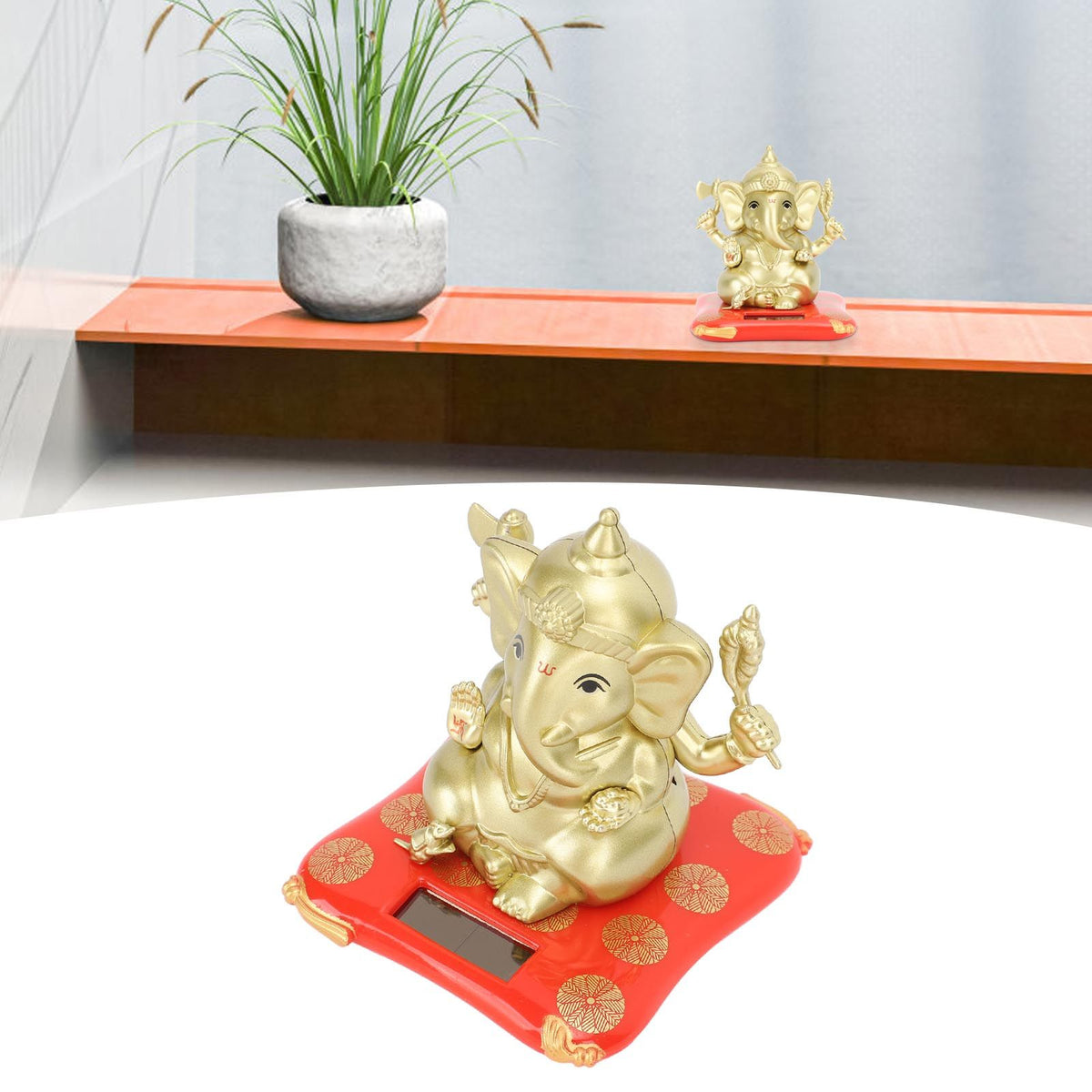 Car Solar Bobble Head Toy Exquisite Environmentally Friendly Elephant Swinging Dancing Toy Gold