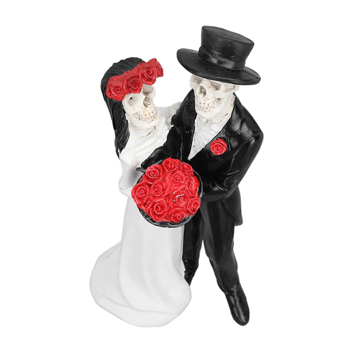 Skeleton Wedding Couple Statue Day of The Dead Dancing Skeleton Couple Halloween Romantic Wedding Bride Groom Figurine Resin
