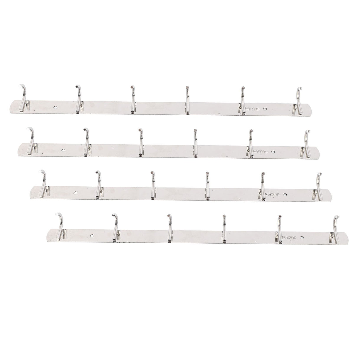4 Pcs 6 Hooks Stainless Steel Cloak Hanger Wall Mounted Hanging Coat Rack for Laundry Rooms Entryways