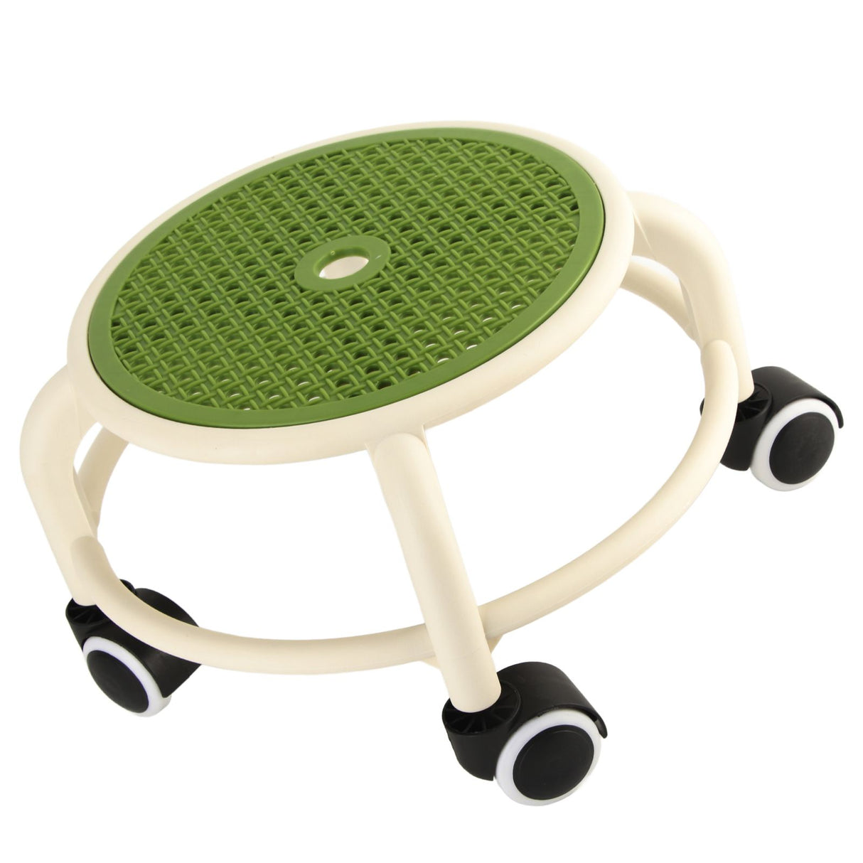 Round Rolling Low Stool Comfortable Universal Wheel Movable Mini Stool High Weight Capacity for Home Green