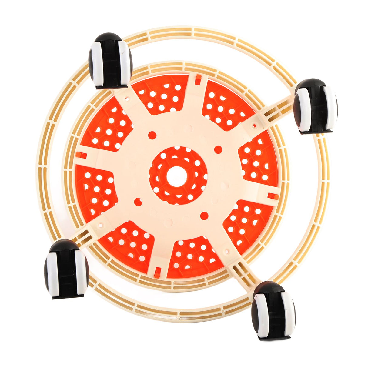 Round Rolling Low Stool Comfortable Universal Wheel Movable Mini Stool High Weight Capacity for Home Orange