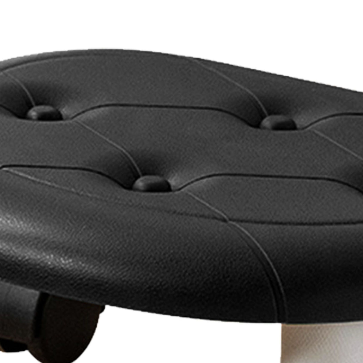 Round Low Rolling Stools Fuax Leather Universal Wheel Small Roller Swivel Stool High Weight Capacity for Home Black