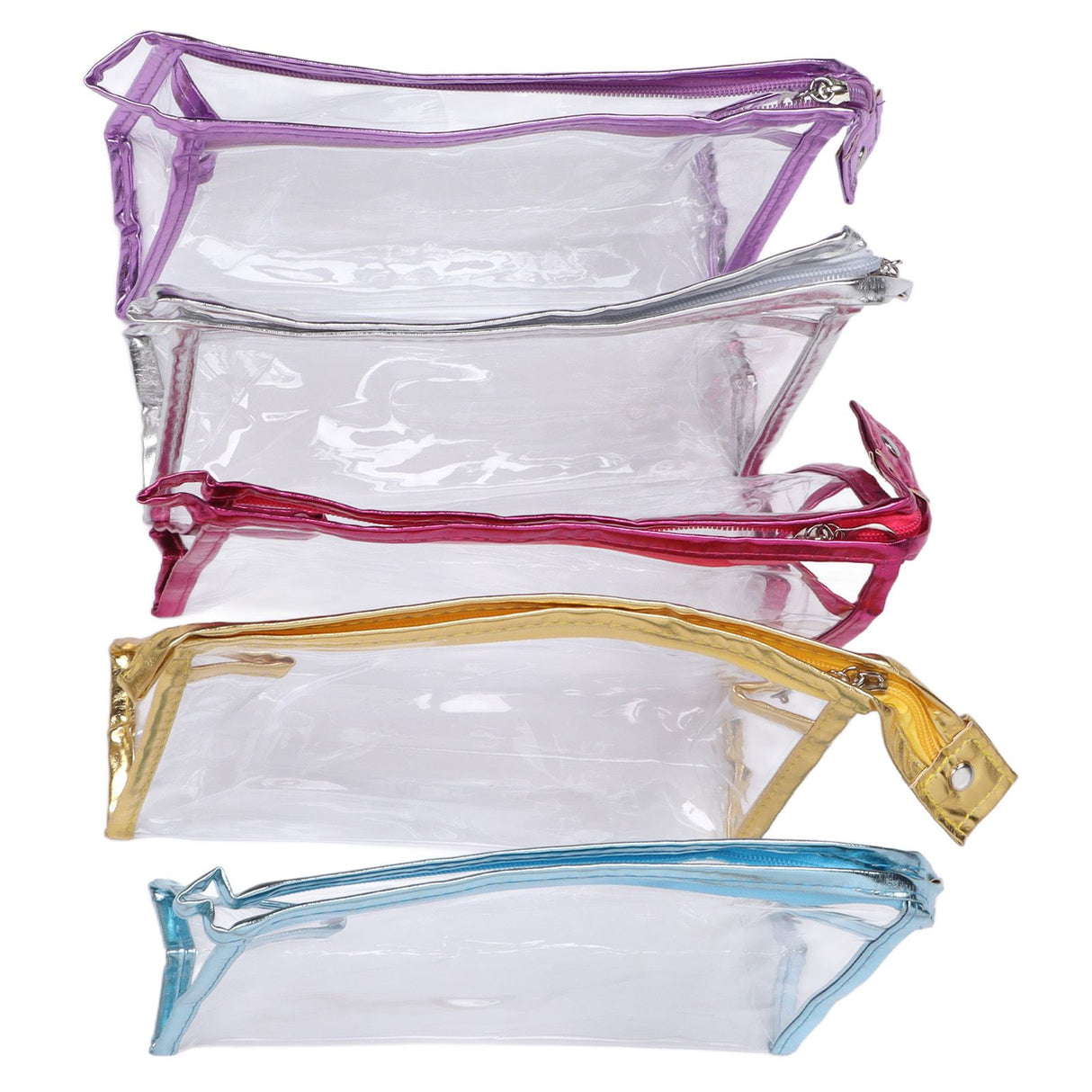 Clear Cosmetic Bag Waterproof Transparent PVC Makeup Toiletry Pouch with Handle Strap for Bathroom Travel 5pcs