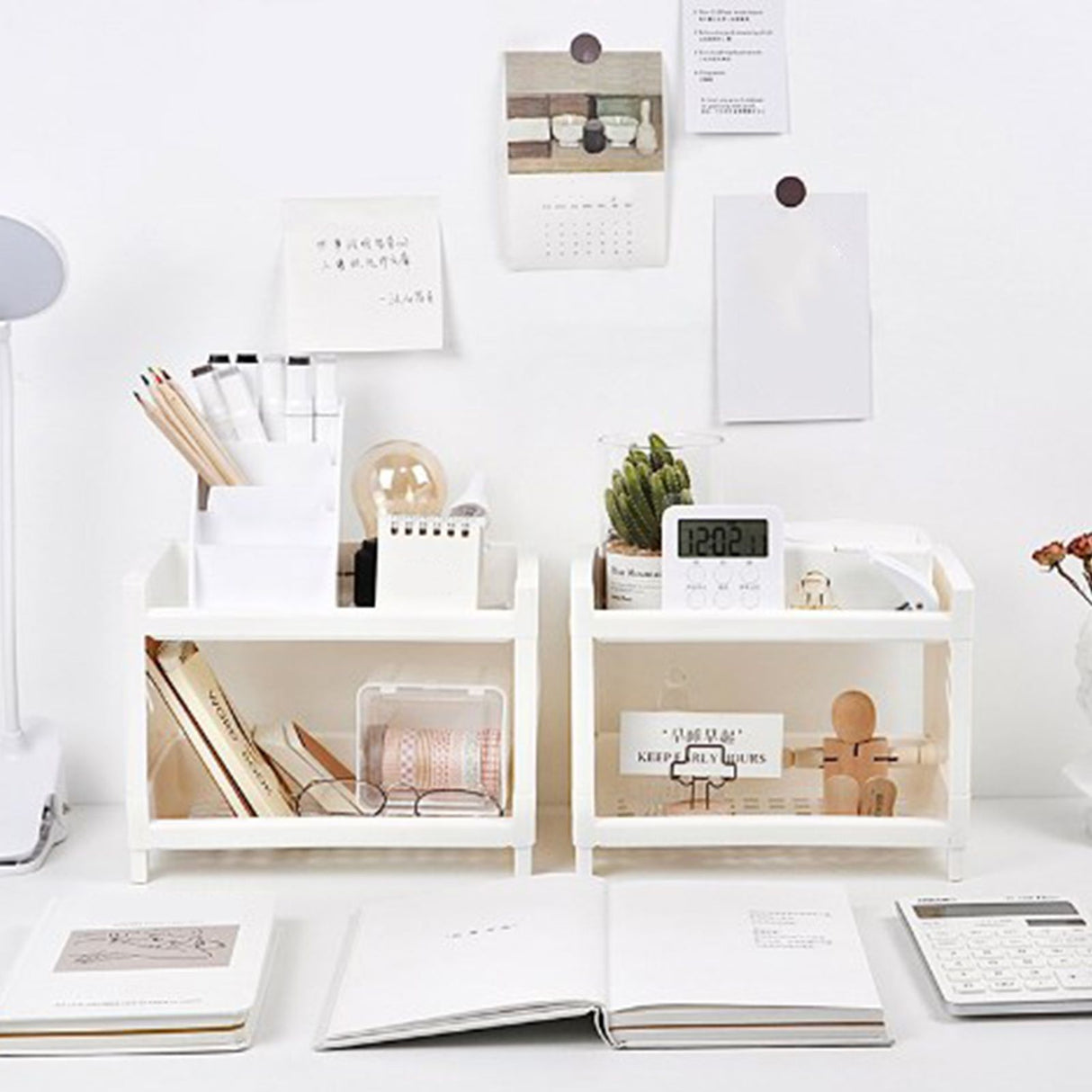 Desktop Storage Shelf Multifunctional Practical Durable Desktop Organizer for Bedroom White