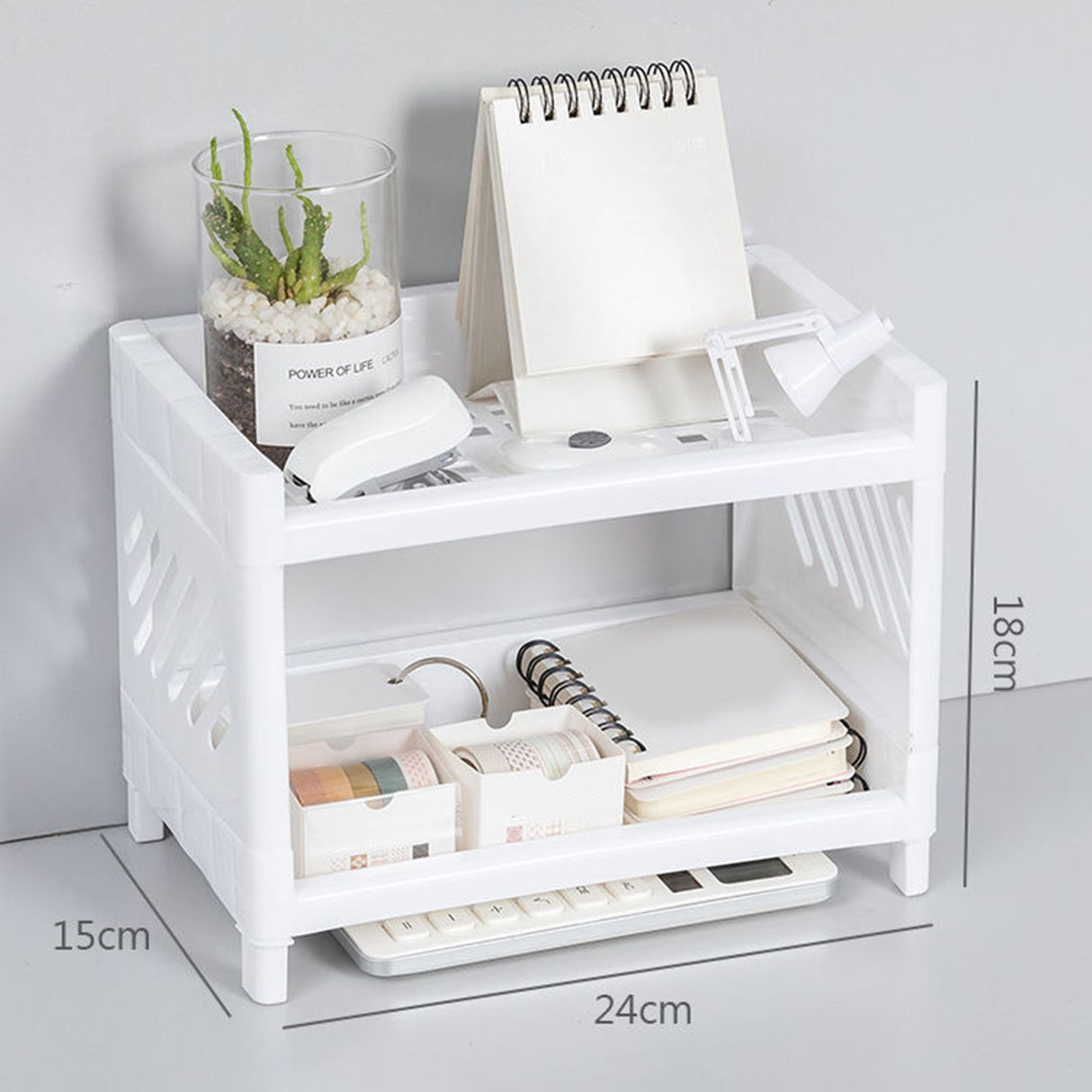 Desktop Storage Shelf Multifunctional Practical Durable Desktop Organizer for Bedroom White