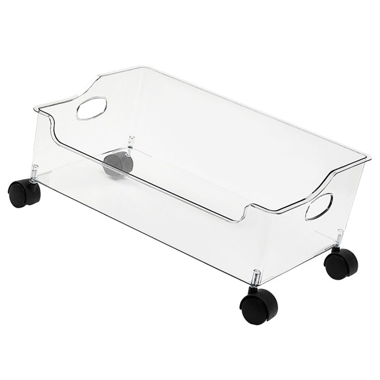 Wheeled Storage Containers Plastic Transparent Under Desk Book Storage Box with Roller for School Dorm Office Bedroom