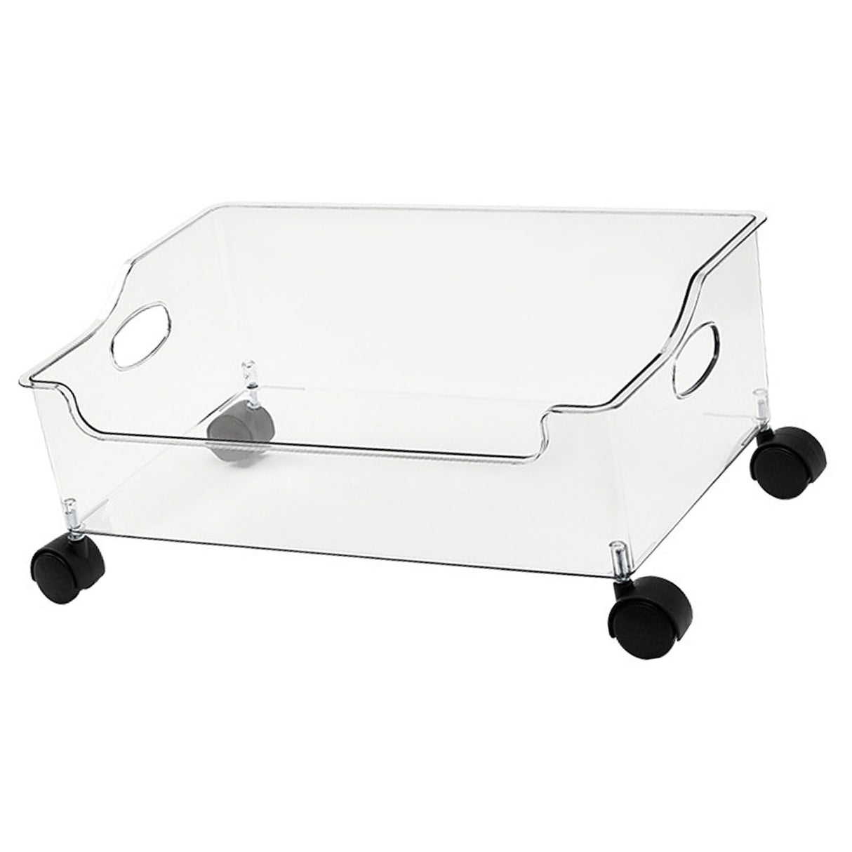 Wheeled Storage Containers Plastic Transparent Under Desk Book Storage Box with Roller for School Dorm Office Bedroom