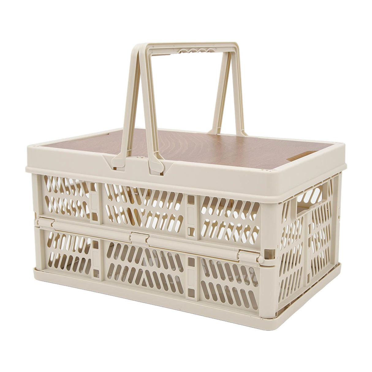 Camping Picnic Basket Foldable Large Capacity Multifunction Handheld Camping Storage Basket Camping Storage Box Grey White S
