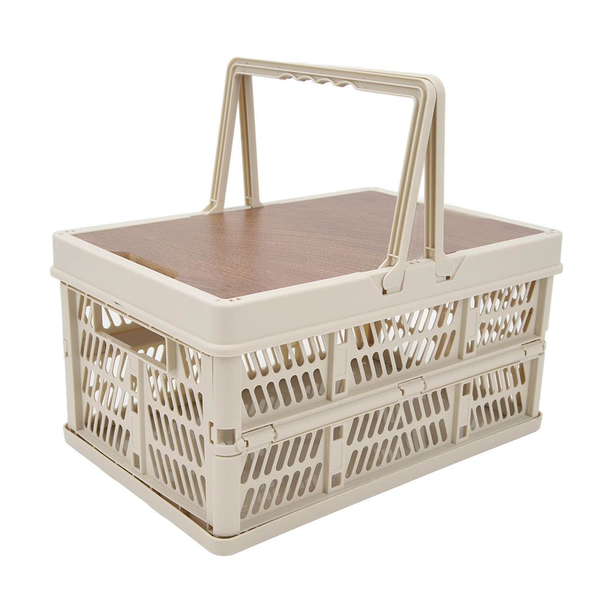 Camping Picnic Basket Foldable Large Capacity Multifunction Handheld Camping Storage Basket Camping Storage Box Grey White S