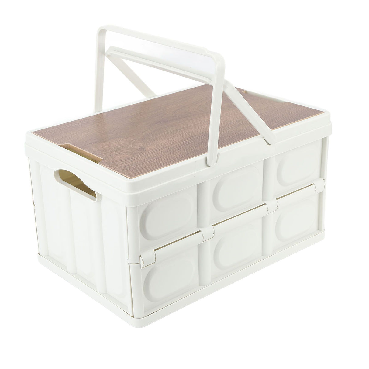 Camp Box Outdoor Camping Portable Storage Box with Handle Removable Foldable Camping Portable Wooden Lid Storage Box S