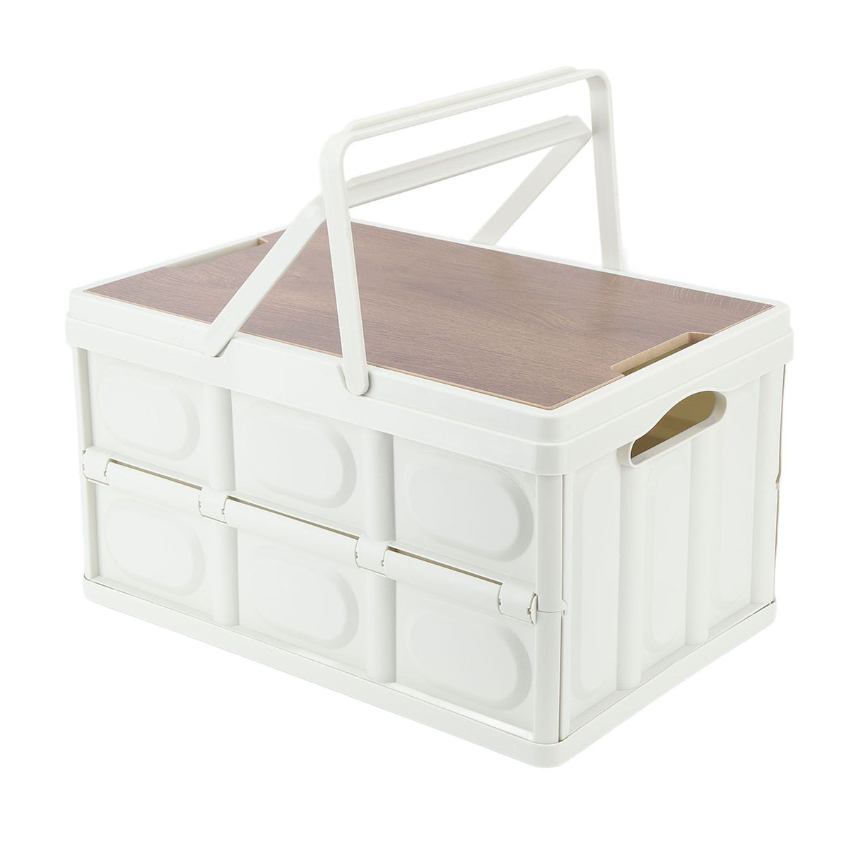 Camp Box Outdoor Camping Portable Storage Box with Handle Removable Foldable Camping Portable Wooden Lid Storage Box S