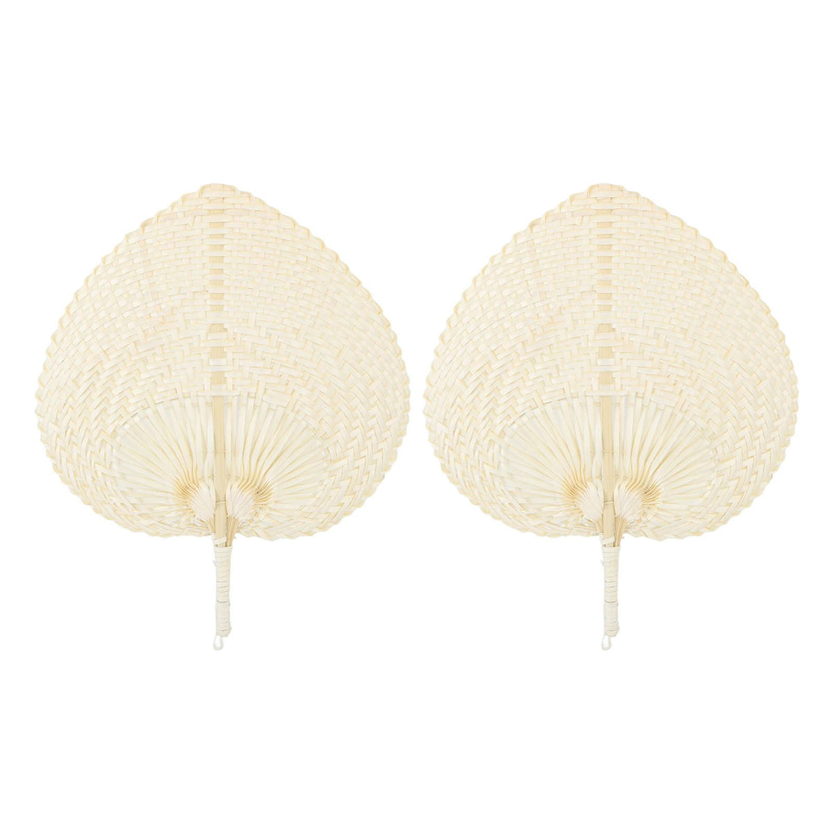 2 Pcs Handheld Leaf Braided Fan Handmade Bamboo Straw Chinese Craft Fan for Decoration