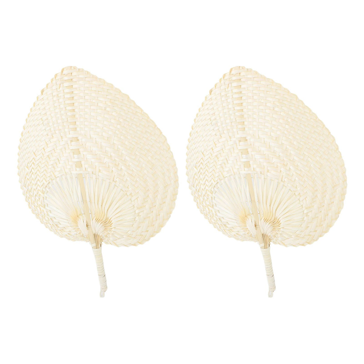 2 Pcs Handheld Leaf Braided Fan Handmade Bamboo Straw Chinese Craft Fan for Decoration