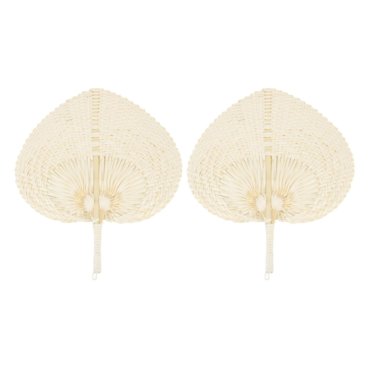 2 Pcs Handheld Leaf Braided Fan Handmade Bamboo Straw Chinese Craft Fan for Decoration
