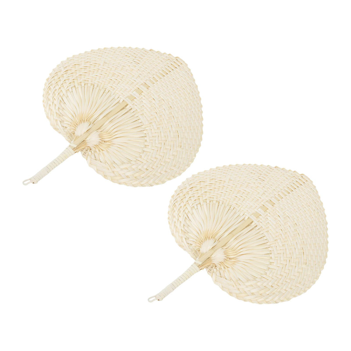 2 Pcs Handheld Leaf Braided Fan Handmade Bamboo Straw Chinese Craft Fan for Decoration