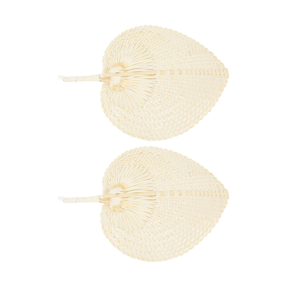 2 Pcs Handheld Leaf Braided Fan Handmade Bamboo Straw Chinese Craft Fan for Decoration