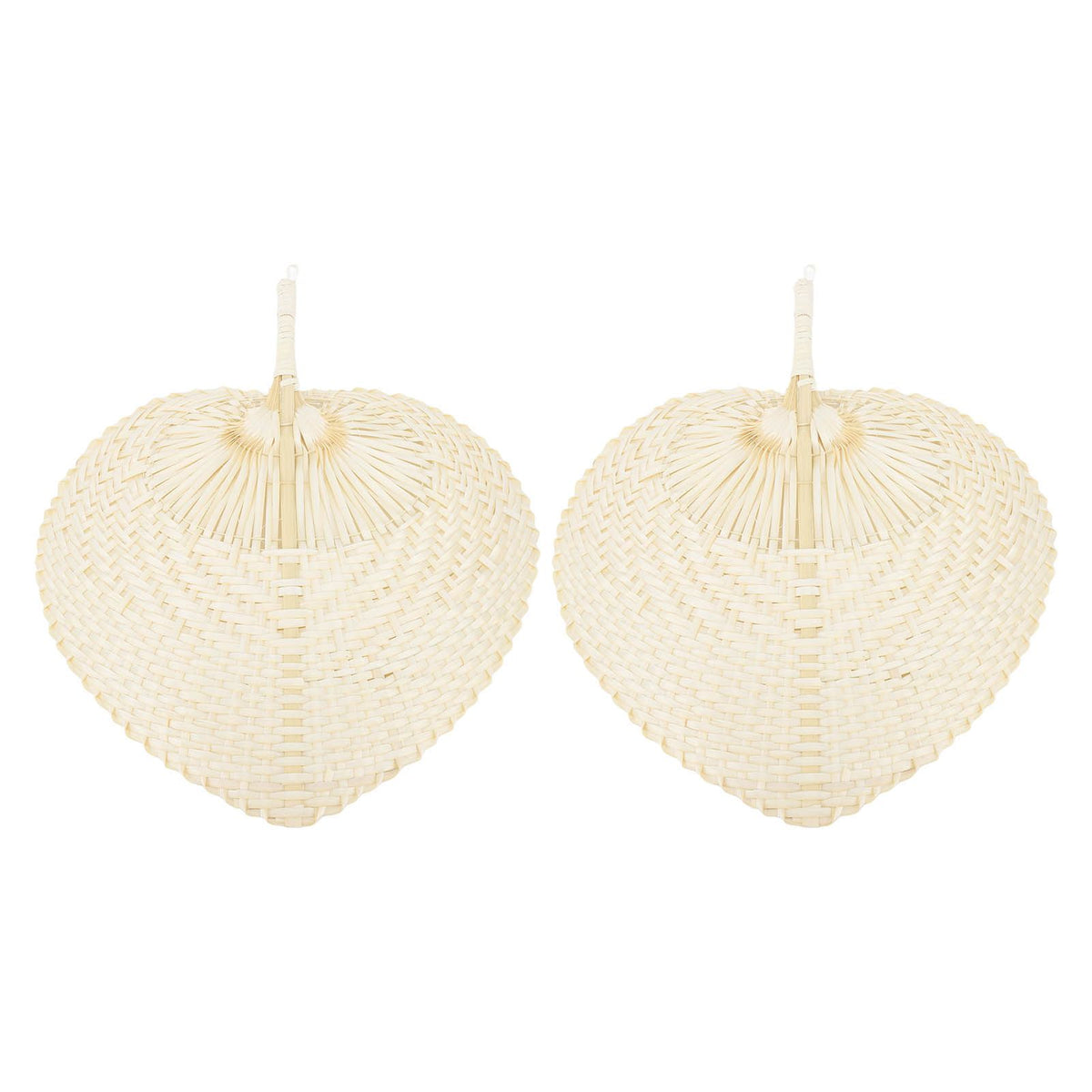 2 Pcs Handheld Leaf Braided Fan Handmade Bamboo Straw Chinese Craft Fan for Decoration