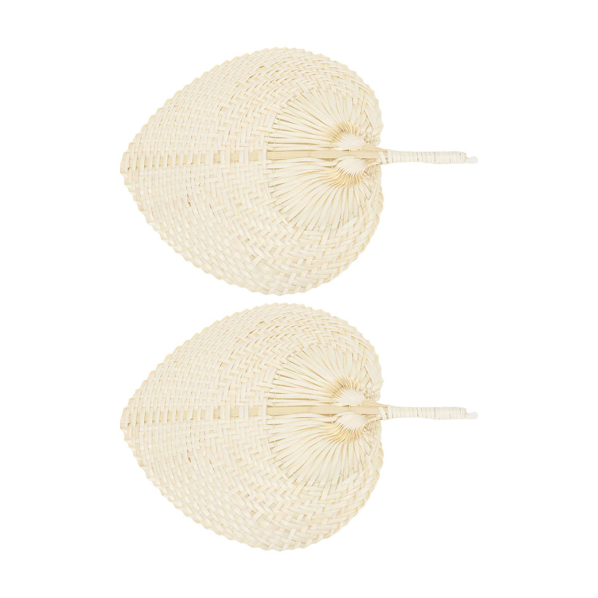 2 Pcs Handheld Leaf Braided Fan Handmade Bamboo Straw Chinese Craft Fan for Decoration