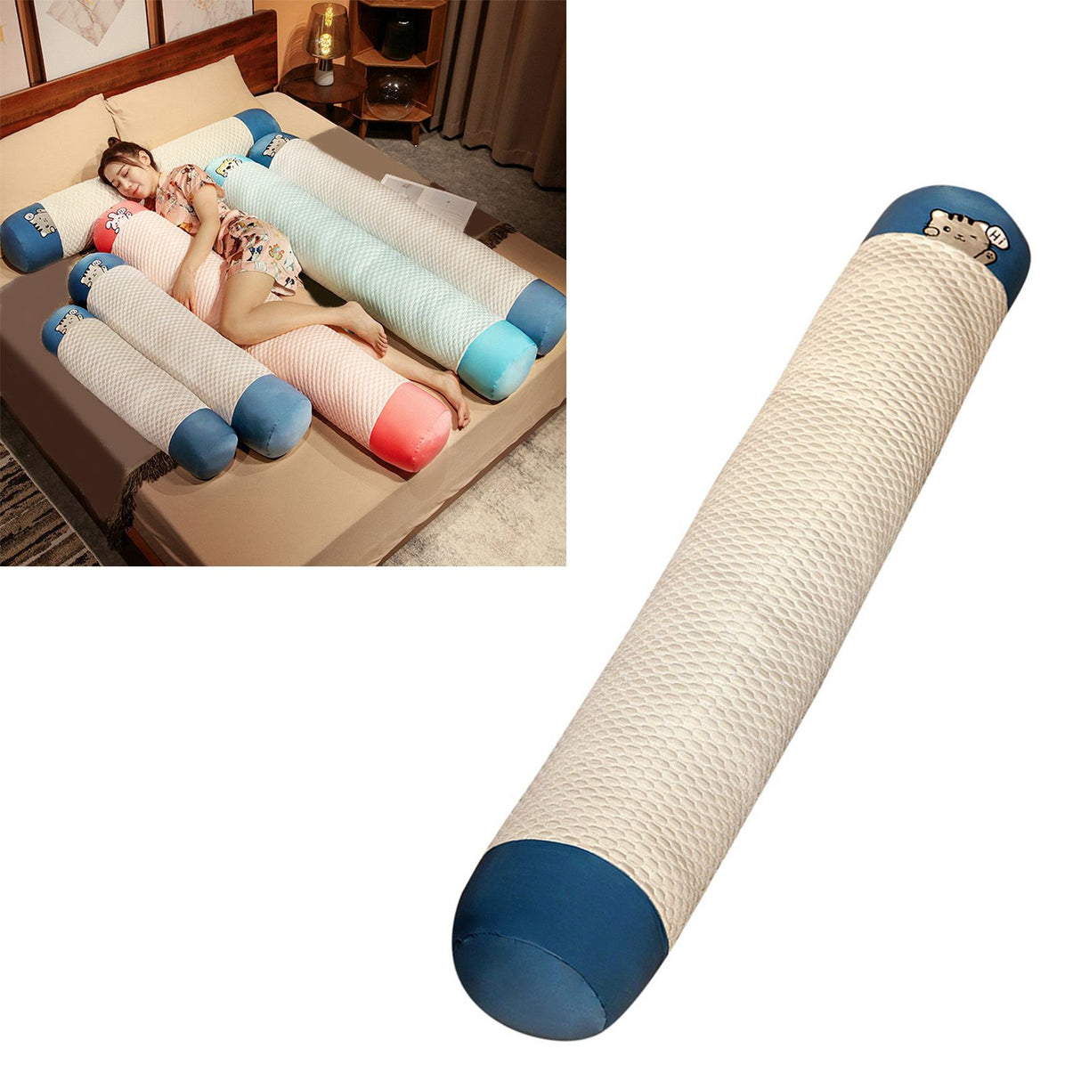 Cute Body Pillow Removable Washable Breathable Plush Soft Long Bed Pillow for Summer Sleeping Cat 100cm / 39.4in