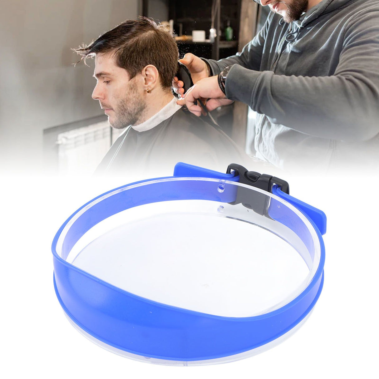DIY Hair Trimming Template Haircut Band Breathable Curved Degion Silicone Home Hair Trimming Guide for Boys Men Blue