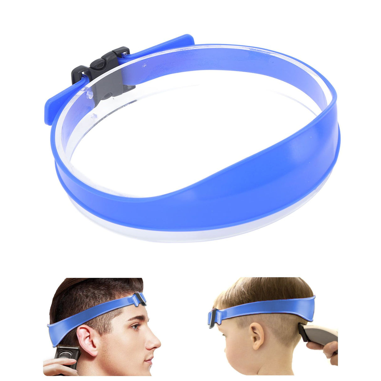 DIY Hair Trimming Template Haircut Band Breathable Curved Degion Silicone Home Hair Trimming Guide for Boys Men Blue