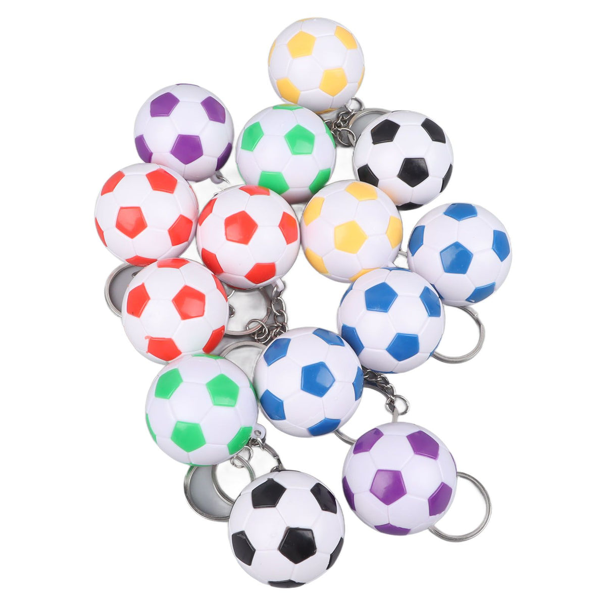 14pcs PVC Soccer Keychains Key Ring Football Keychains Waterproof Football Keyrings Sport Ball Key Chain Pull On Closure
