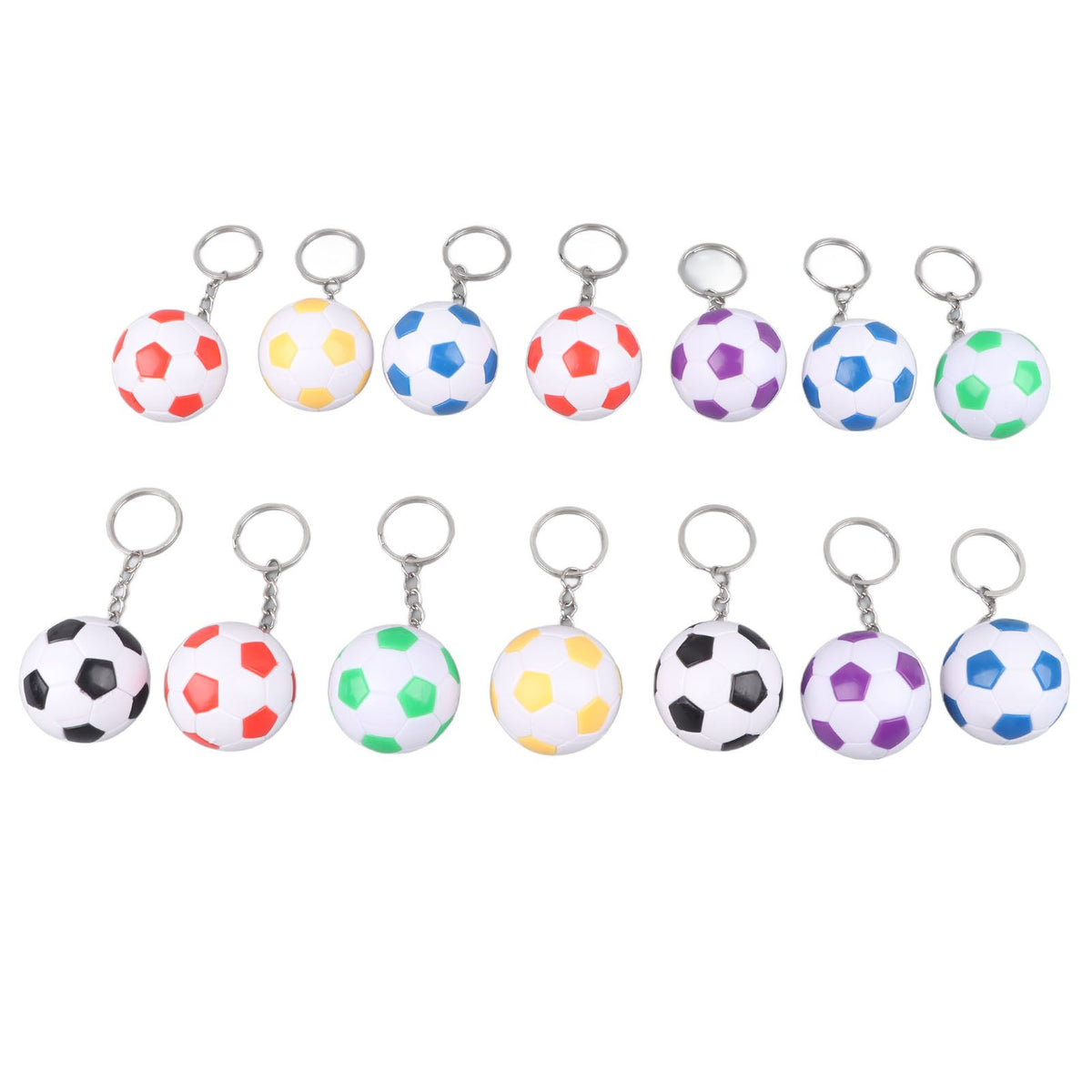 14pcs PVC Soccer Keychains Key Ring Football Keychains Waterproof Football Keyrings Sport Ball Key Chain Pull On Closure
