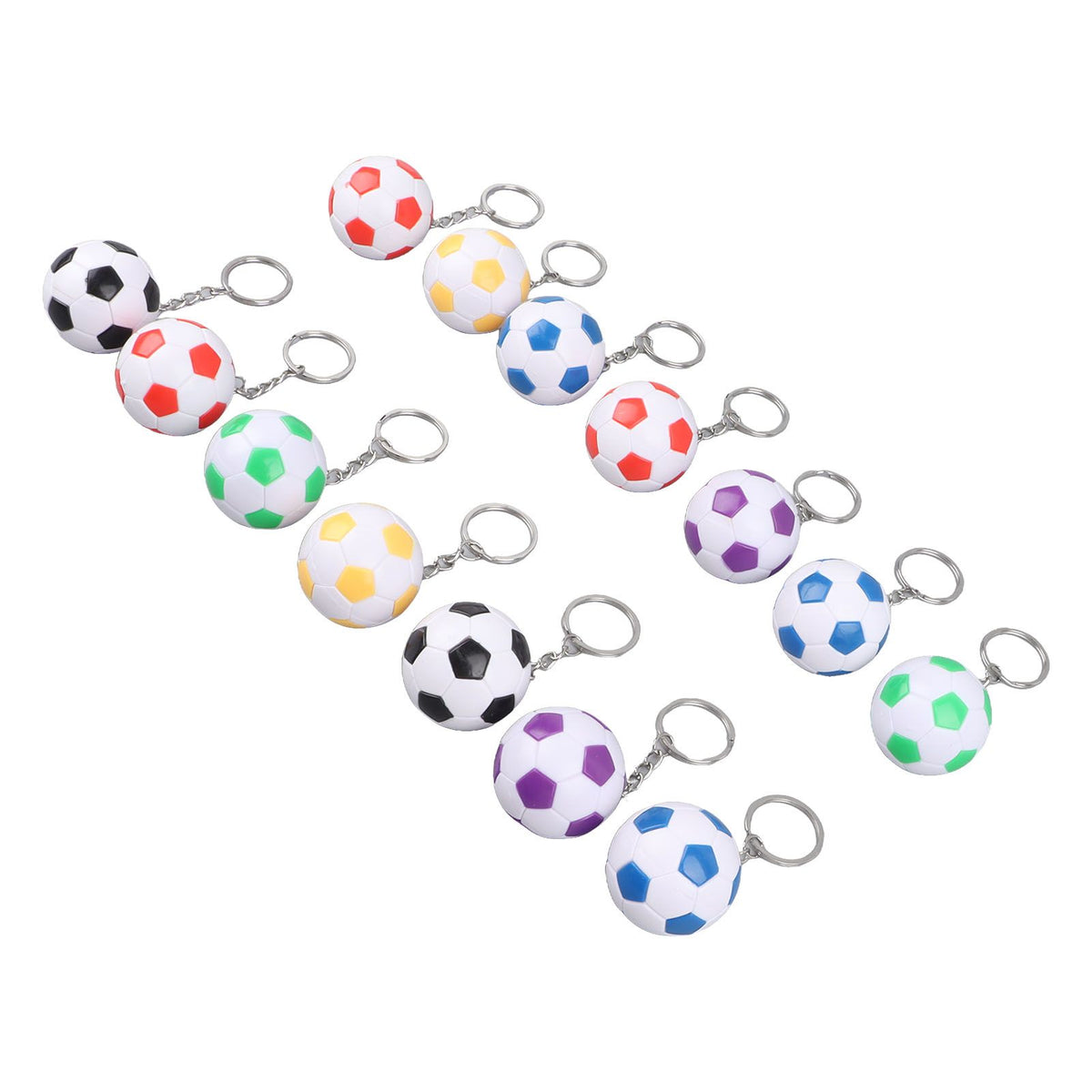 14pcs PVC Soccer Keychains Key Ring Football Keychains Waterproof Football Keyrings Sport Ball Key Chain Pull On Closure