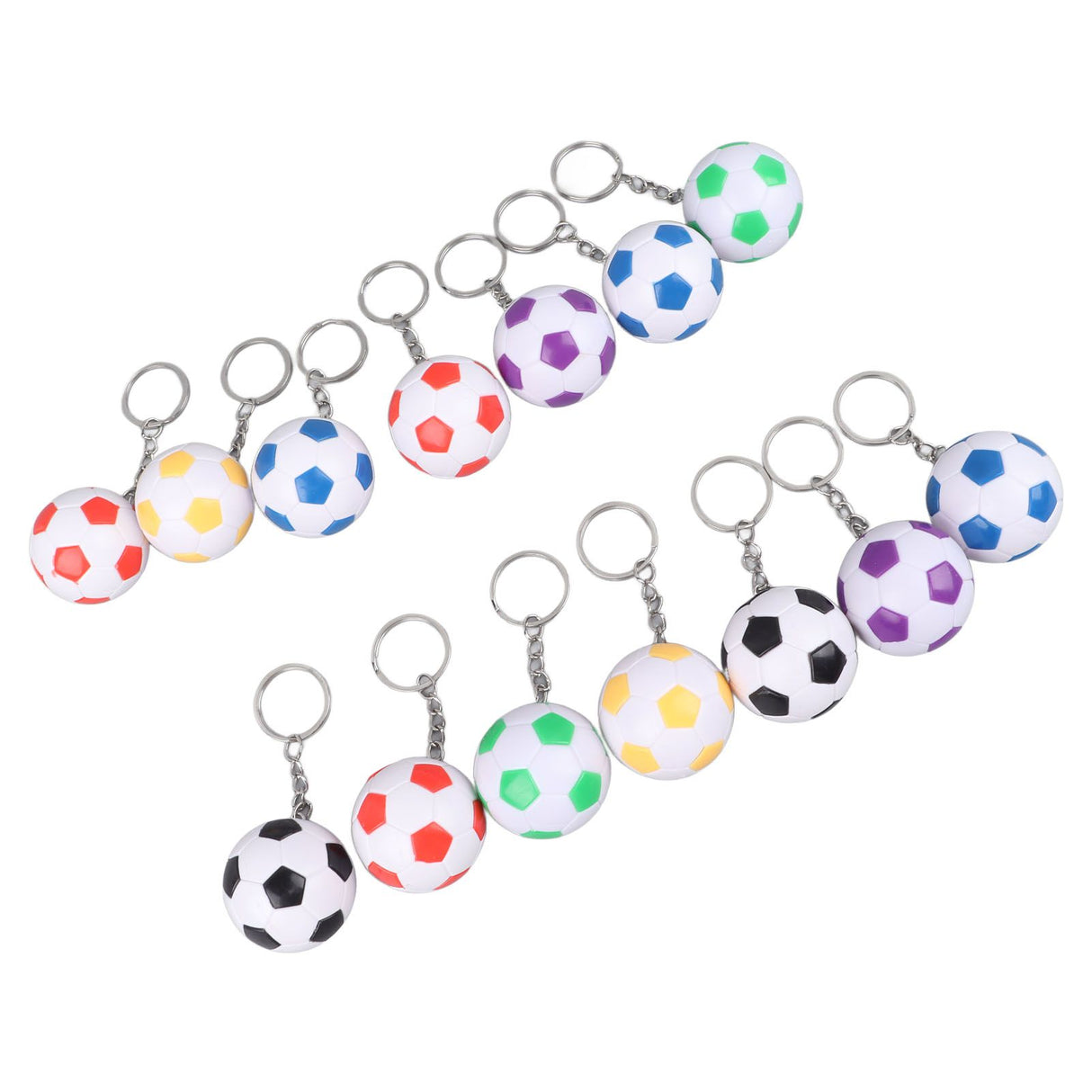 14pcs PVC Soccer Keychains Key Ring Football Keychains Waterproof Football Keyrings Sport Ball Key Chain Pull On Closure