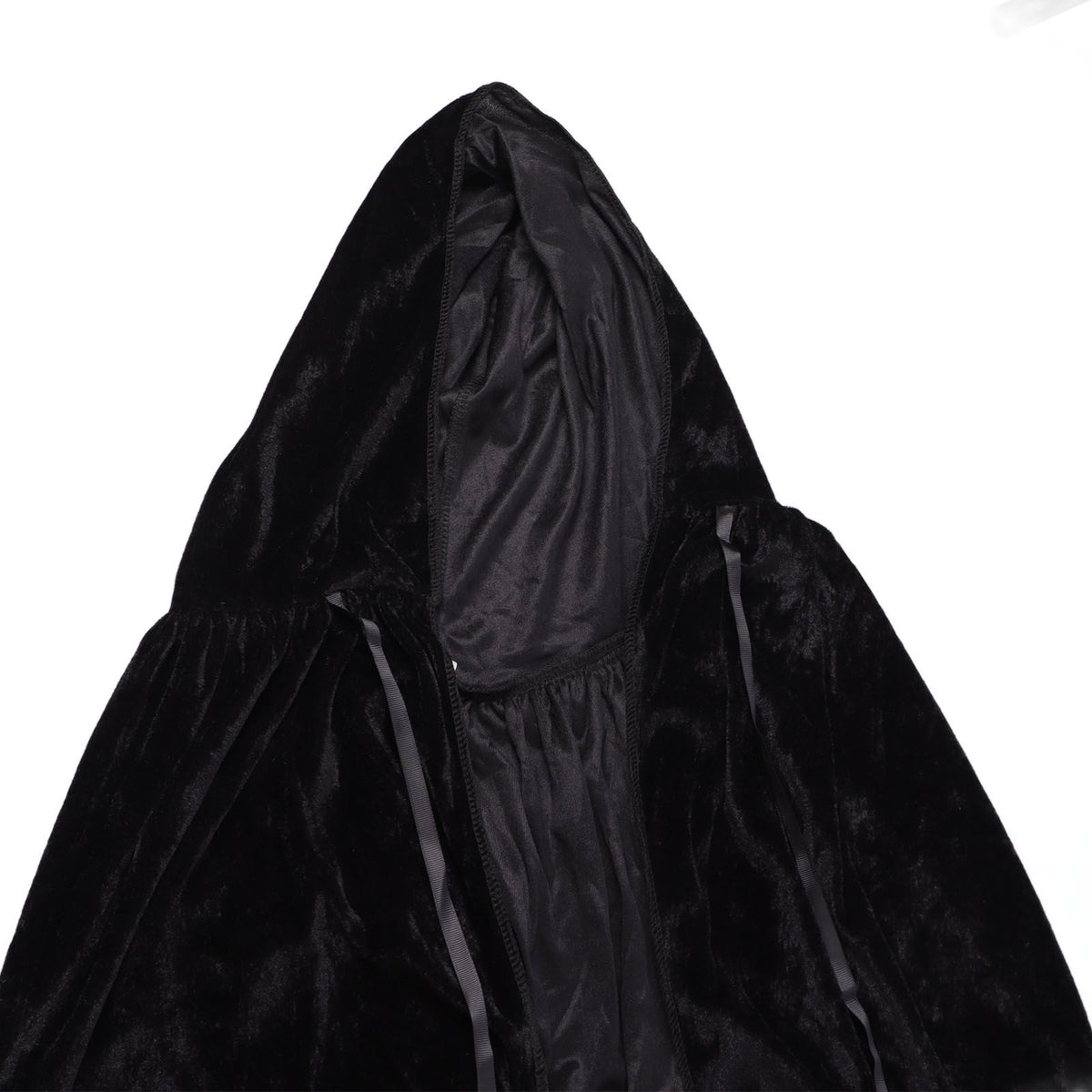 Hooded Cloak Large Witch Cape Black Velvet Comfortable to Wear Soft Touch Costume Cloak for Party Cosplay Roleplay