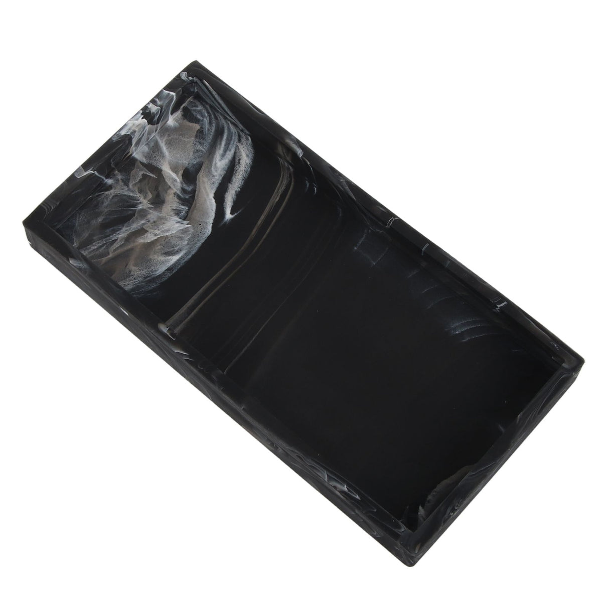 Silicone Storage Tray Shatterproof Key Finger Ring Countertop Sink Vanity Soap Dispenser Tray for Bathroom Marbling Black