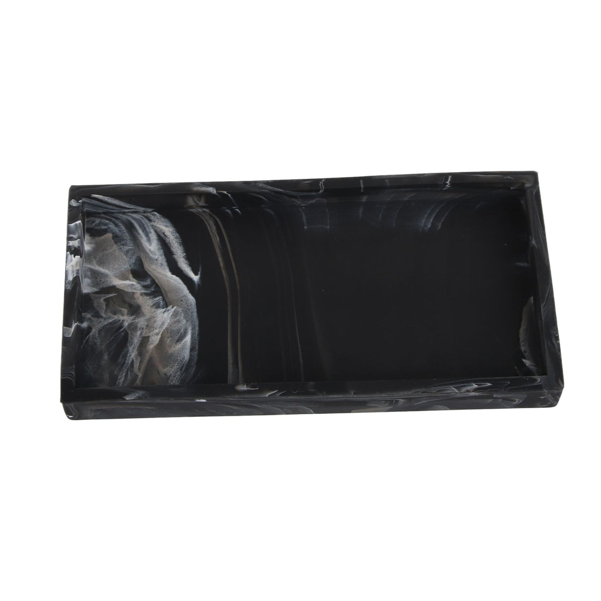 Silicone Storage Tray Shatterproof Key Finger Ring Countertop Sink Vanity Soap Dispenser Tray for Bathroom Marbling Black
