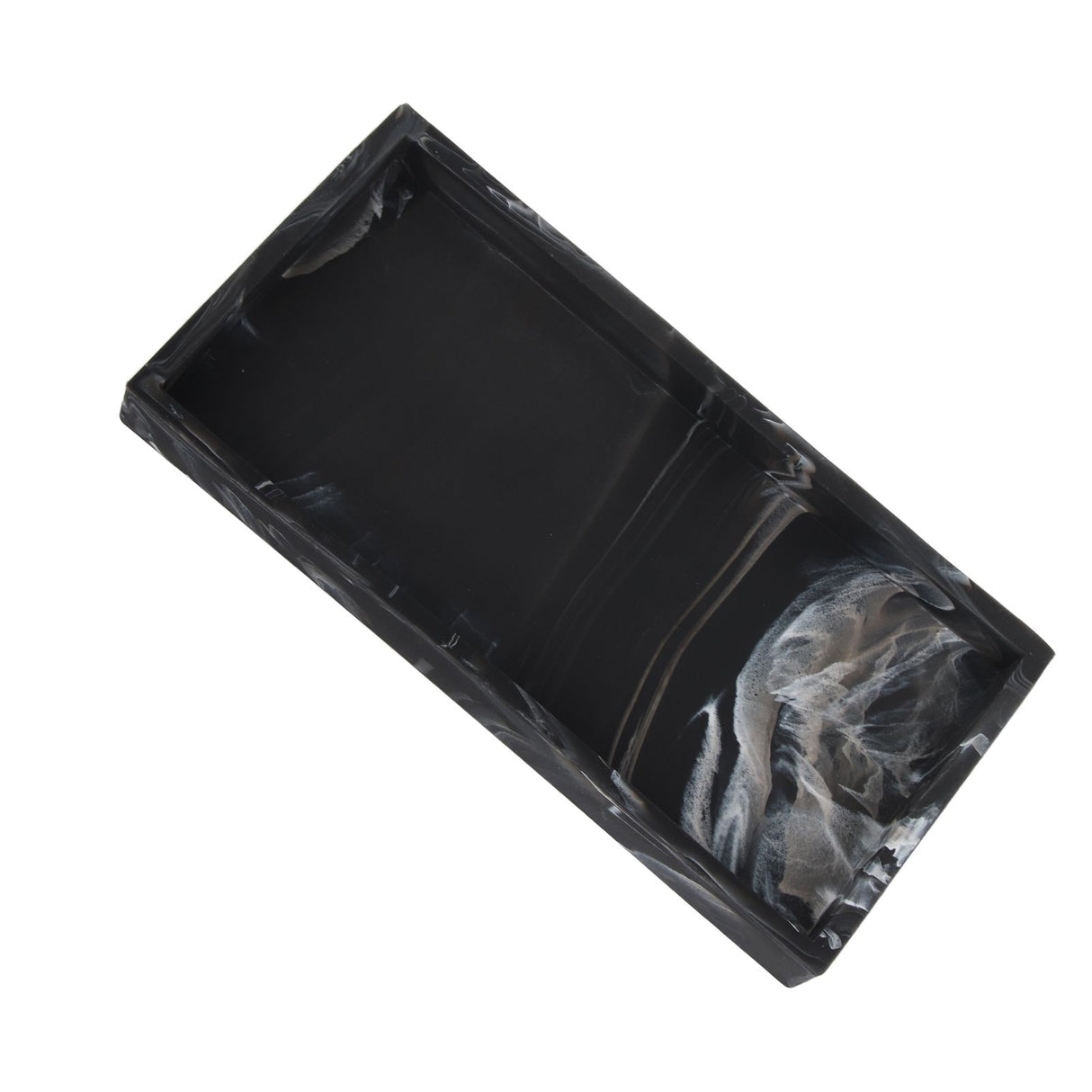 Silicone Storage Tray Shatterproof Key Finger Ring Countertop Sink Vanity Soap Dispenser Tray for Bathroom Marbling Black