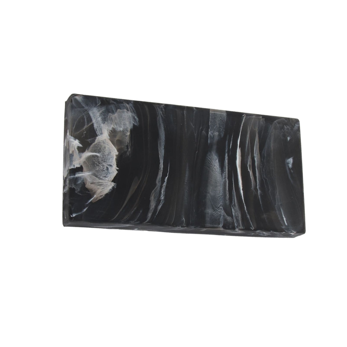Silicone Storage Tray Shatterproof Key Finger Ring Countertop Sink Vanity Soap Dispenser Tray for Bathroom Marbling Black