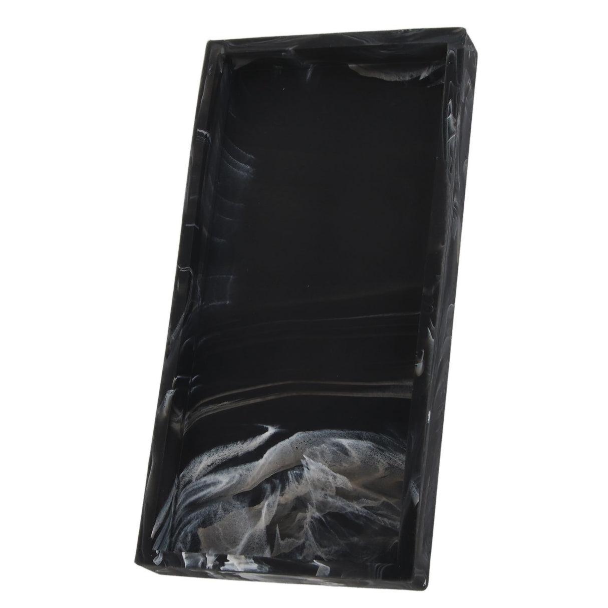 Silicone Storage Tray Shatterproof Key Finger Ring Countertop Sink Vanity Soap Dispenser Tray for Bathroom Marbling Black