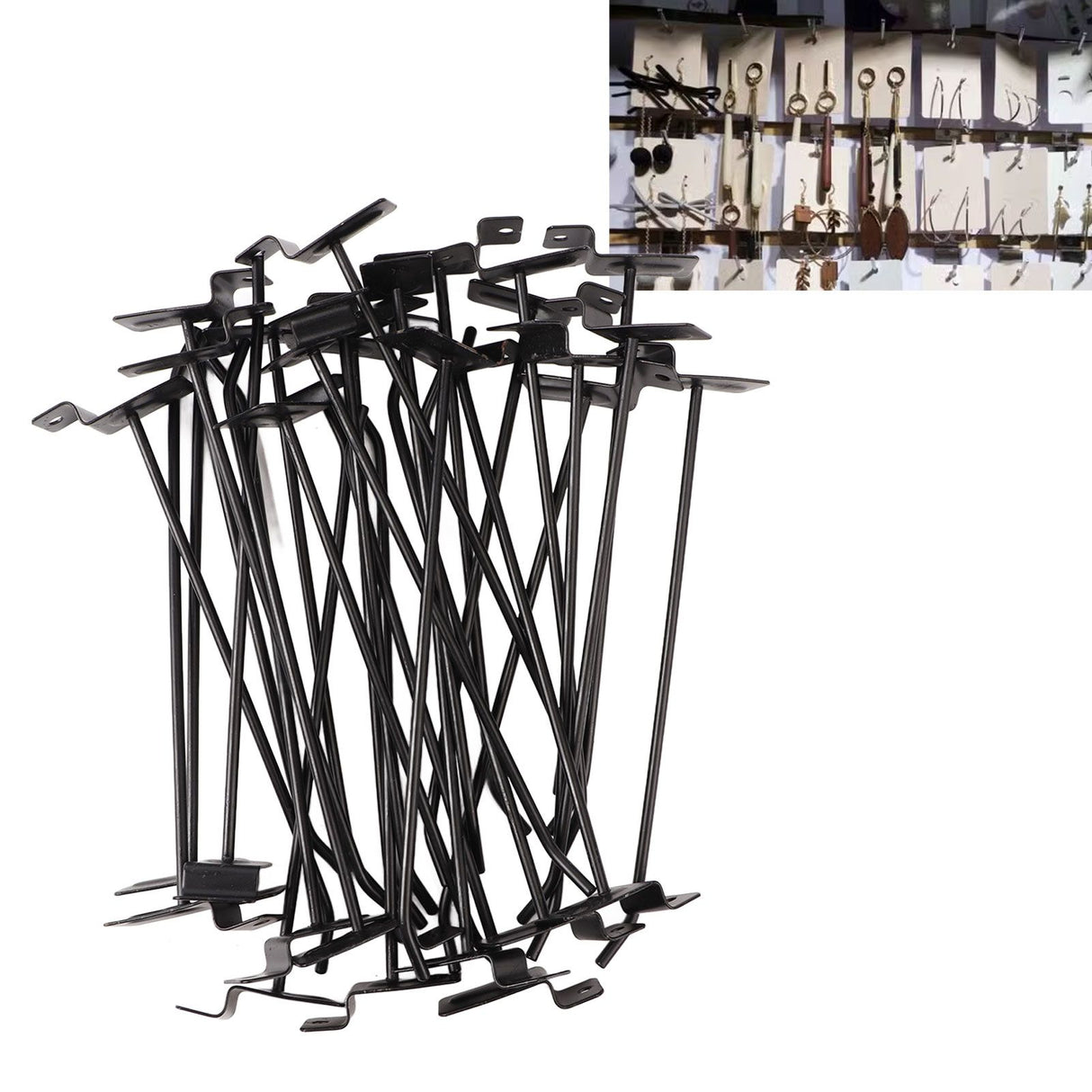 30PCS Panel Hooks Black Slatwall Hanger Thickened Easy Installation Anti Rust Display Pegs for Retail Garage