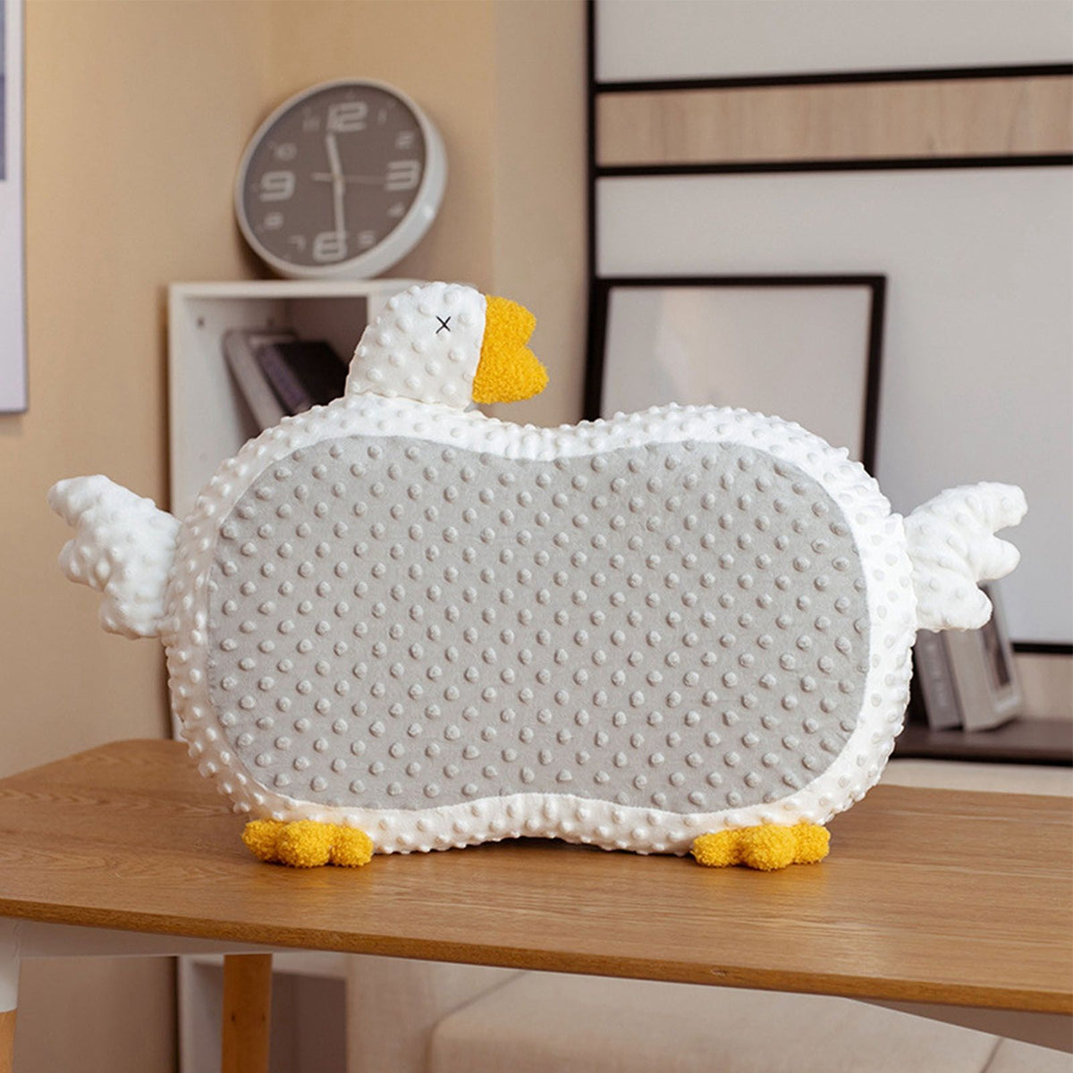 Cat Belly Pillow Memory Foam Slow Rebound Throw Pillow Goose Shape Fuzz Single Cushion Gray