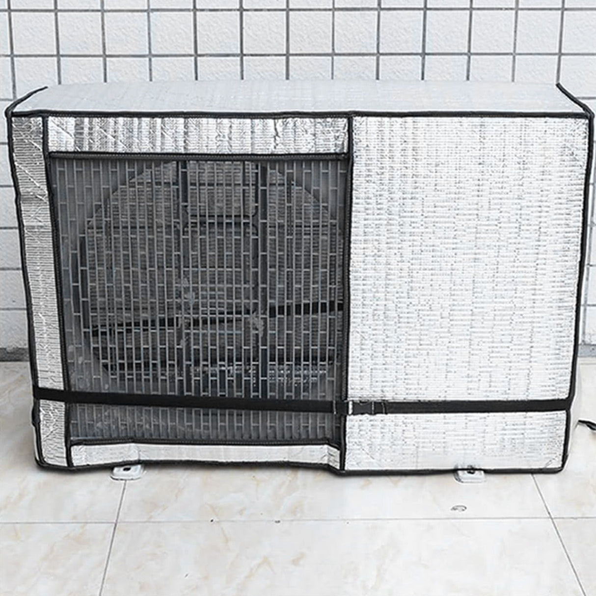 Silver AC Unit Cover Air Conditioner Unit Aluminum Foil Dustproof Rainproof Sunshield Cover 75x26x57cm / 29.5x10.2x22.4in