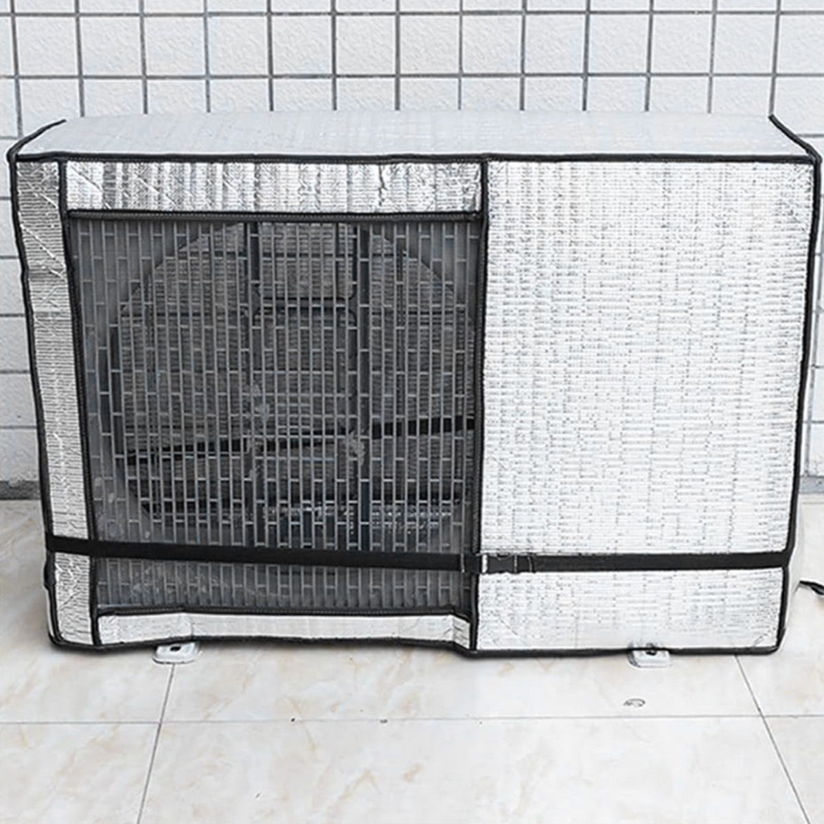 Silver AC Unit Cover Air Conditioner Unit Aluminum Foil Dustproof Rainproof Sunshield Cover 96x40x70cm / 37.8x15.7x27.6in