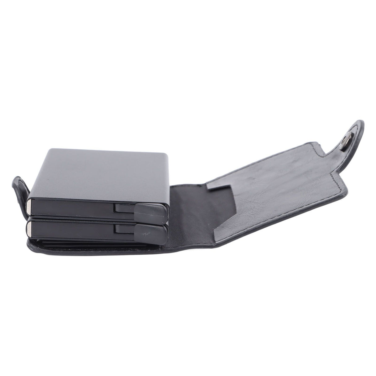 Card Holder Black Card Case RFID Blocking Aluminium Alloy PU Anti Degaussing Large Capacity Withstand Wear Card Wallet