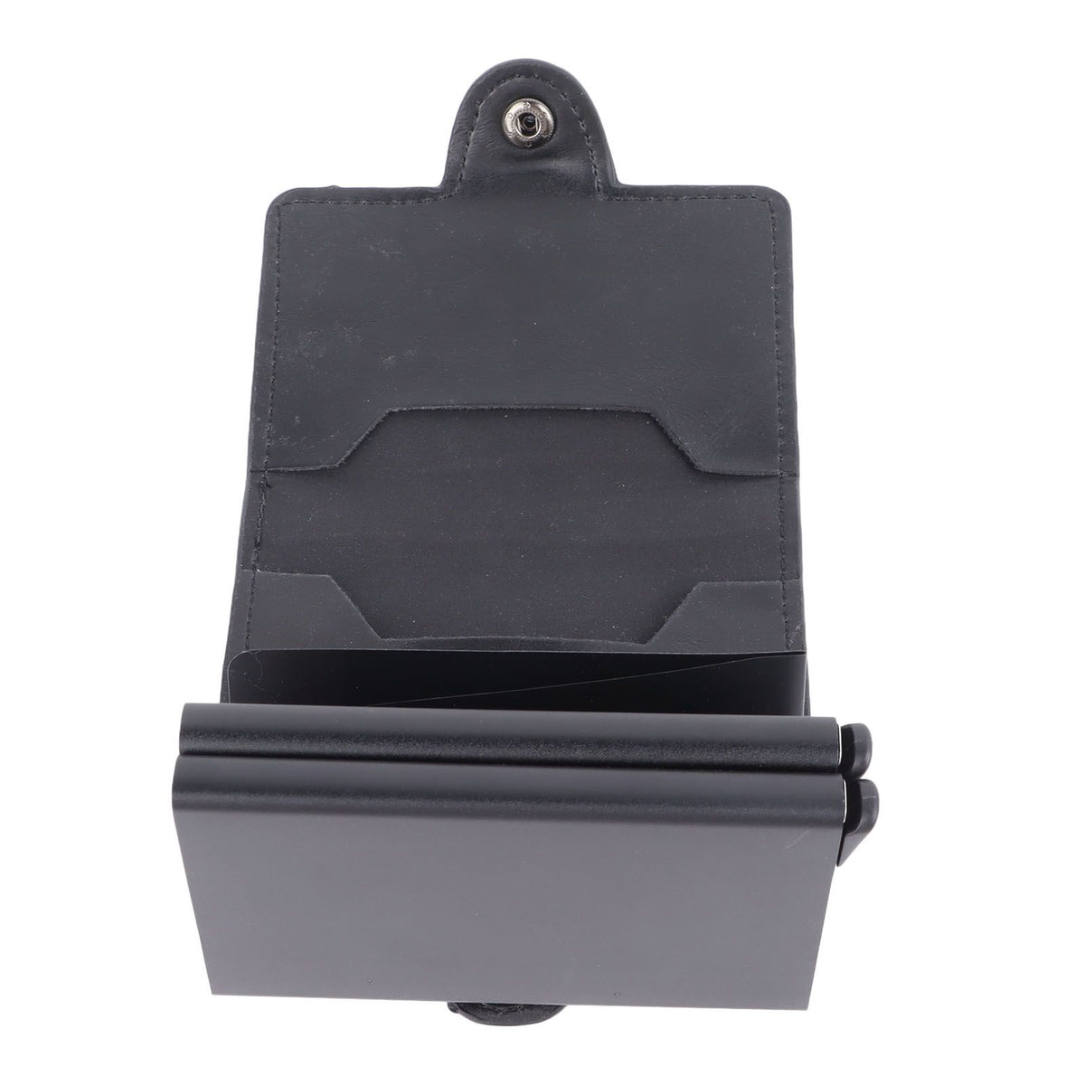 Card Holder Black Card Case RFID Blocking Aluminium Alloy PU Anti Degaussing Large Capacity Withstand Wear Card Wallet