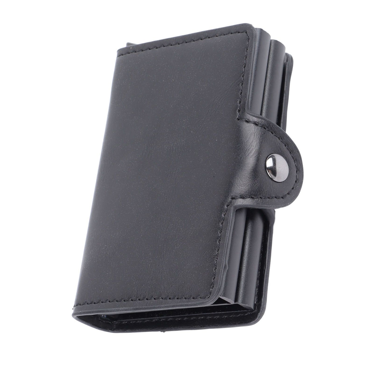 Card Holder Black Card Case RFID Blocking Aluminium Alloy PU Anti Degaussing Large Capacity Withstand Wear Card Wallet