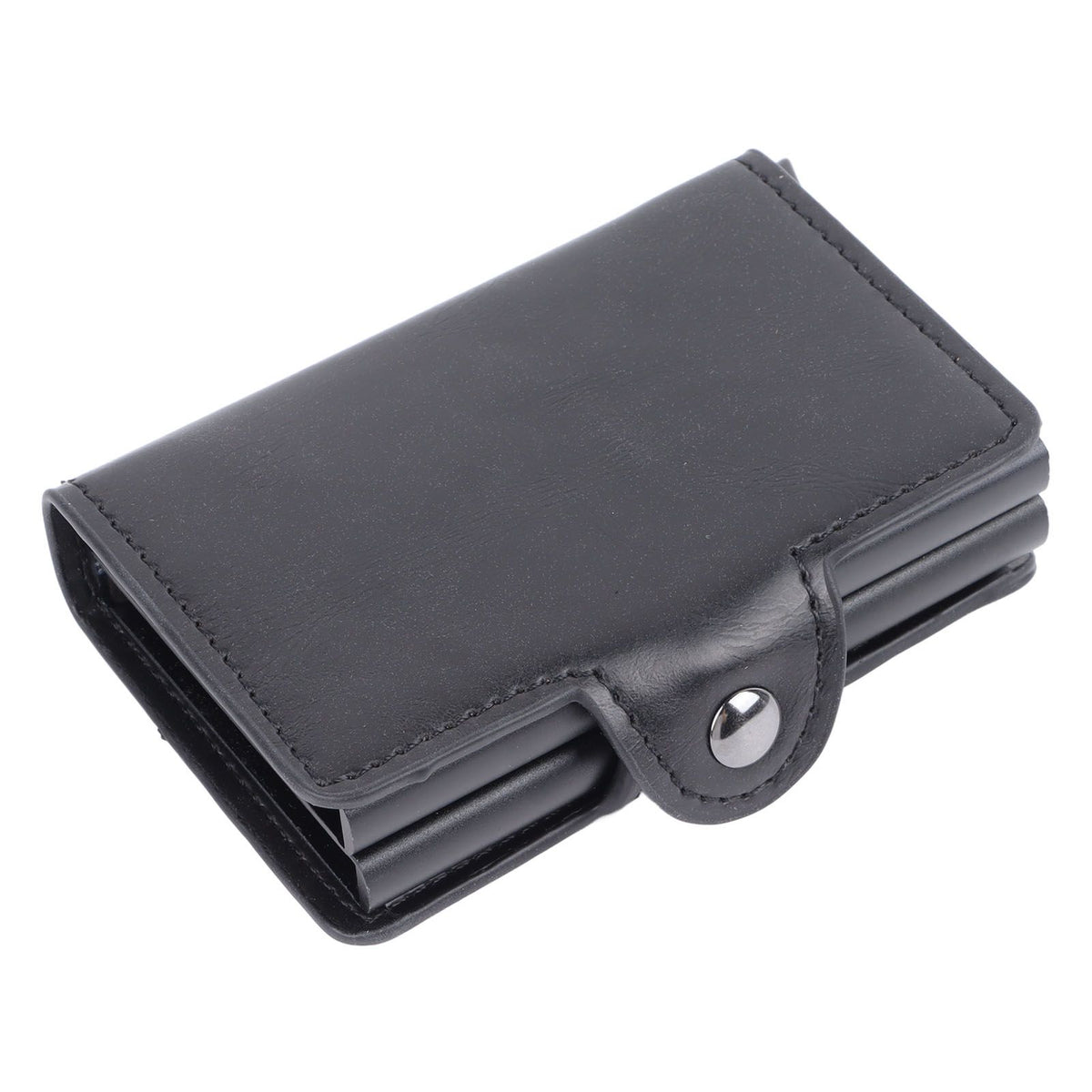 Card Holder Black Card Case RFID Blocking Aluminium Alloy PU Anti Degaussing Large Capacity Withstand Wear Card Wallet