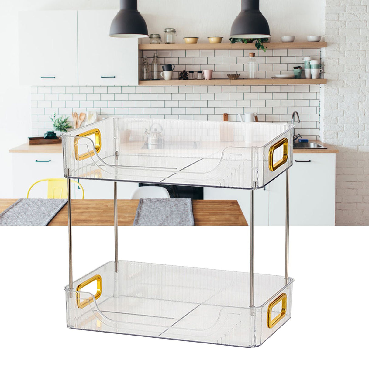 Desktop Organizer 2 Tier Ample Space Modern Storage Rack Shelves for Office Bedroom Home Decoration Transparent