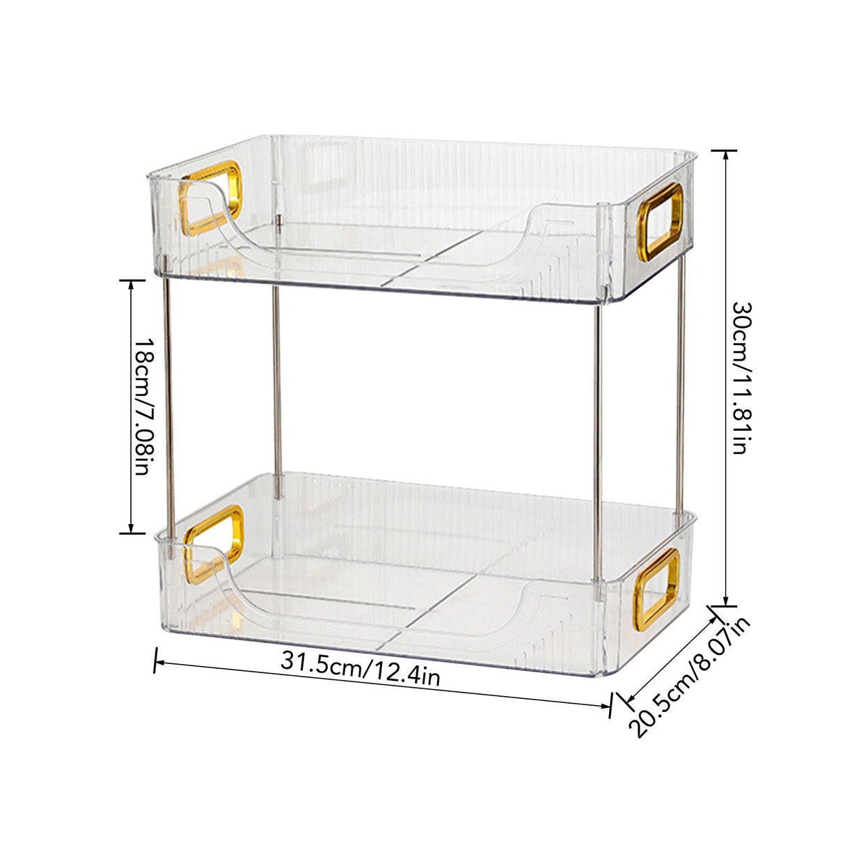 Desktop Organizer 2 Tier Ample Space Modern Storage Rack Shelves for Office Bedroom Home Decoration Transparent