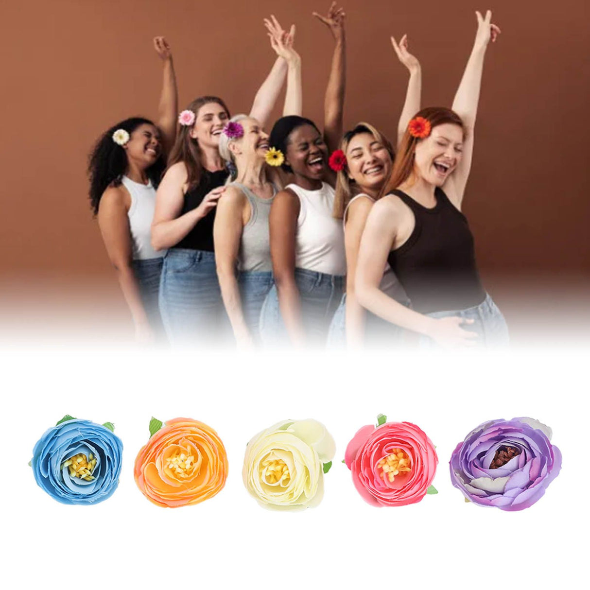 50 Pcs Camellia Flower Decor DIY Corsage Headdress Artificial Flower Heads False Rose Head Little Flower Buds