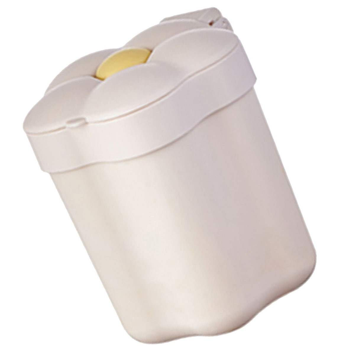 Desktop Trash Bin with Lid Flower Shape Small Garbage Can Large Opening Storage Paper Basket White