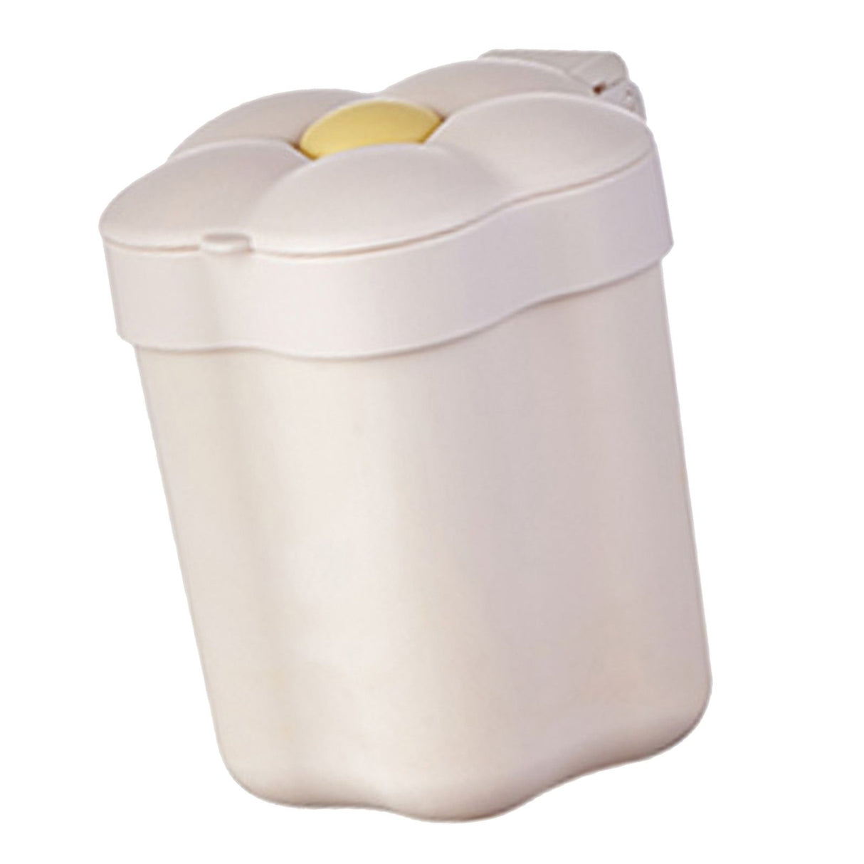 Desktop Trash Bin with Lid Flower Shape Small Garbage Can Large Opening Storage Paper Basket White