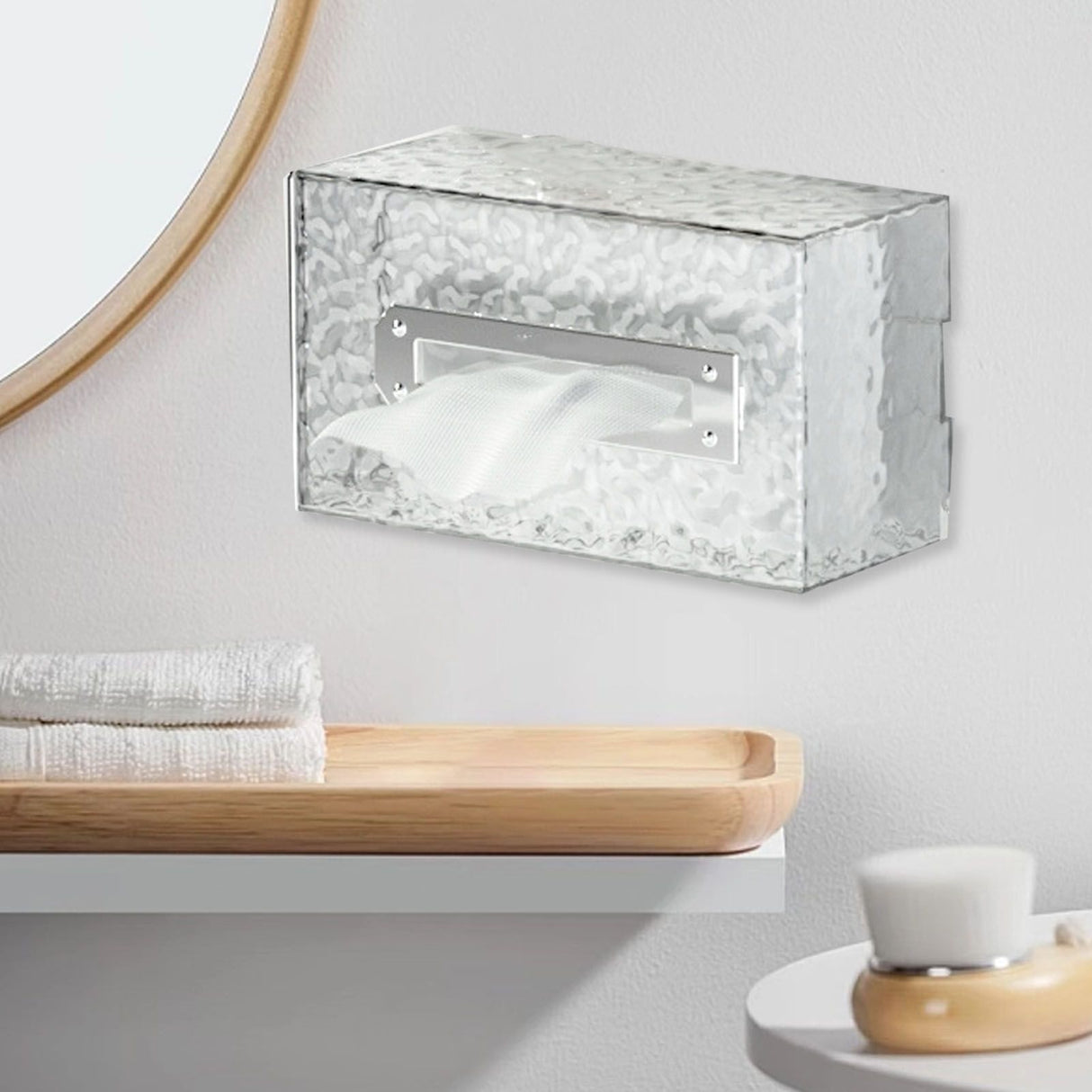 Napkin Paper Holder Box Space Saving Home Decoration Rugged Wall Mounted Tissue Box for Living Room Bedroom Transparent Silver