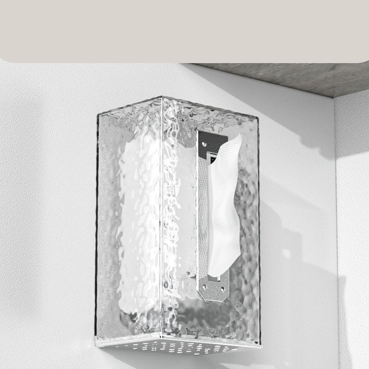 Napkin Paper Holder Box Space Saving Home Decoration Rugged Wall Mounted Tissue Box for Living Room Bedroom Transparent Silver